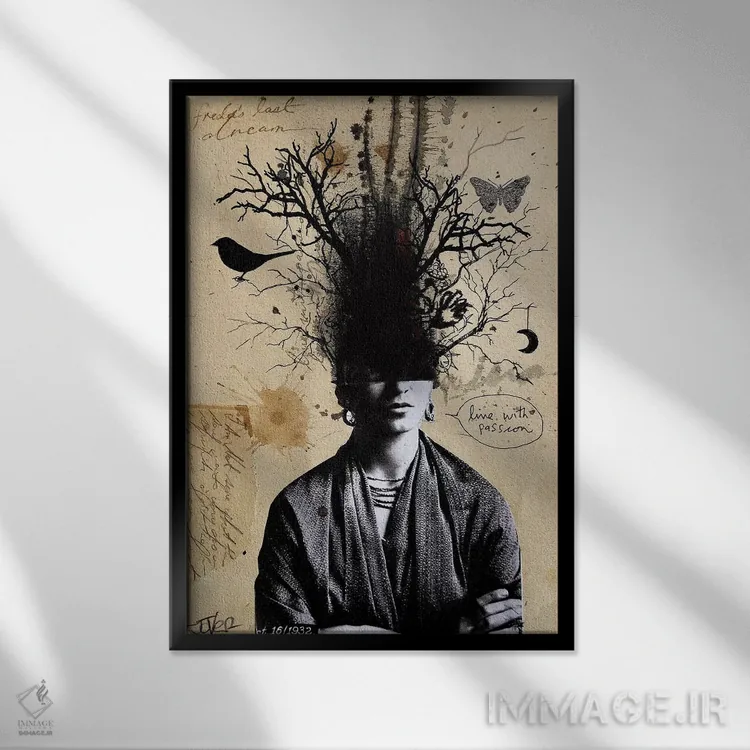 تابلو دکوراتیو آخرین رویای فریدا اثر لوی جوور - نمای قابدار مشکی