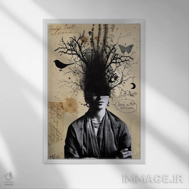 تابلو دکوراتیو آخرین رویای فریدا اثر لوی جوور - نمای قابدار سفید