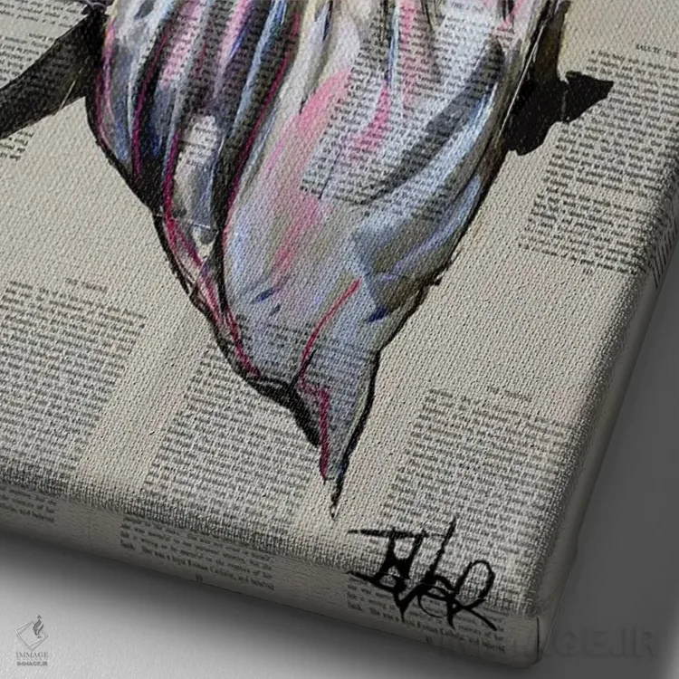 تابلو دکوراتیو ماهیت امید اثر لوی جوور - نمای نزدیک بافت بوم