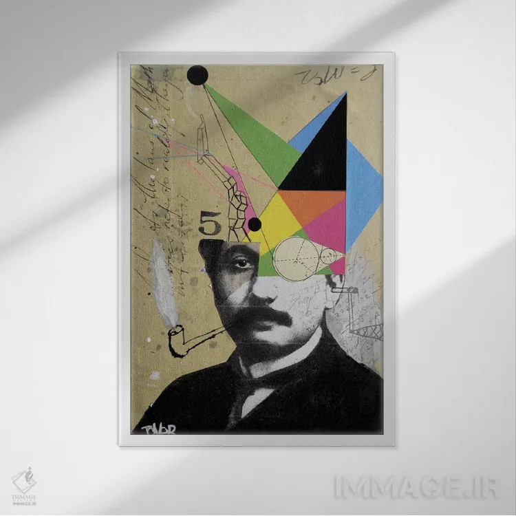 تابلو دکوراتیو اینشتین برای اندیشمند خلاق اثر لوی جوور - نمای قابدار سفید