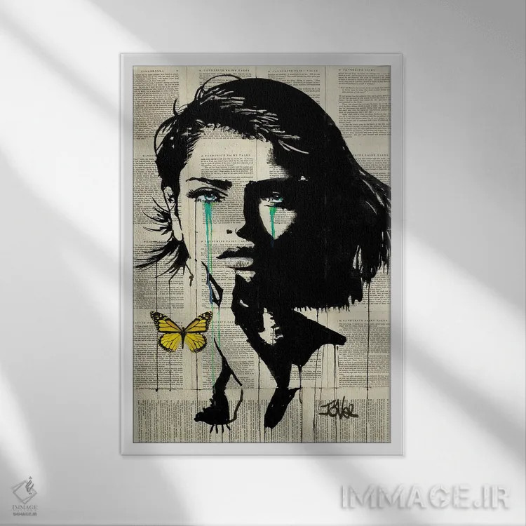 تابلو دکوراتیو بی تو در زرد اثر لوی جوور - نمای قابدار سفید