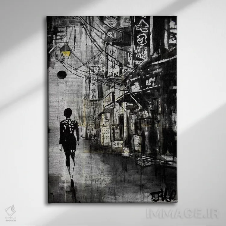 تابلو دکوراتیو گشت وگذار در محله چینی ها اثر لوی جوور - نمای روبهرو روی دیوار