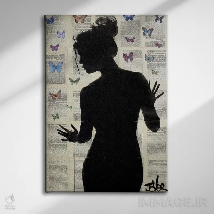 تابلو دکوراتیو اثر پروانه ای - نمای روبهرو روی دیوار