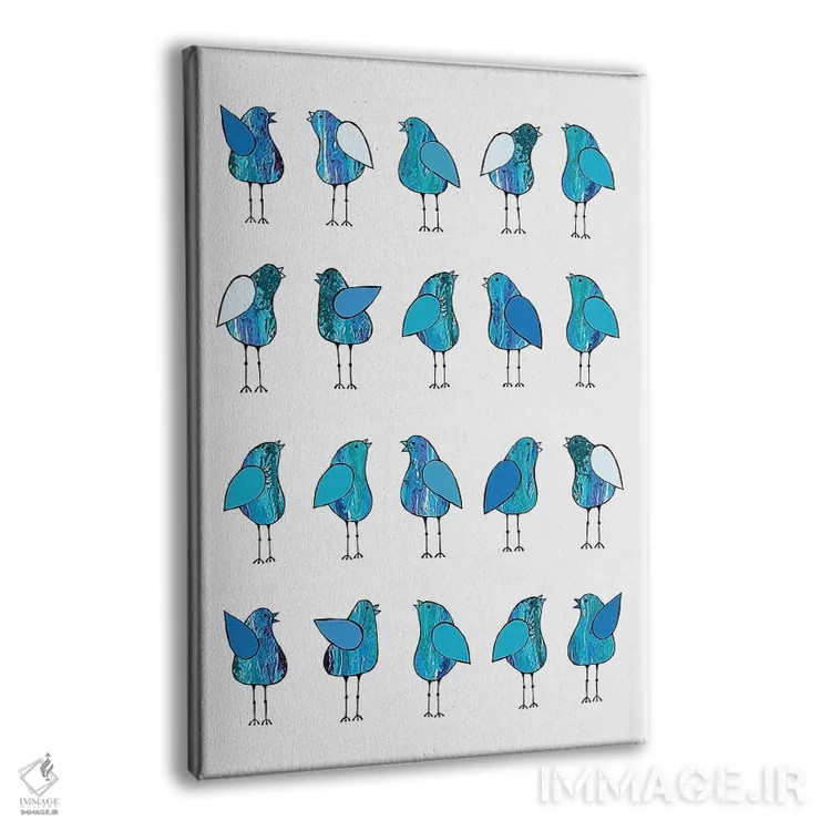 تابلو مدرن پرندگان خبرچین آبی اثر لیزا فرانسیس جاد - نمای پرسپکتیو محصول
