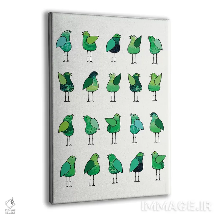 تابلو مدرن پرندگان خبرچین سبز اثر لیزا فرانسیس جاد - نمای پرسپکتیو محصول