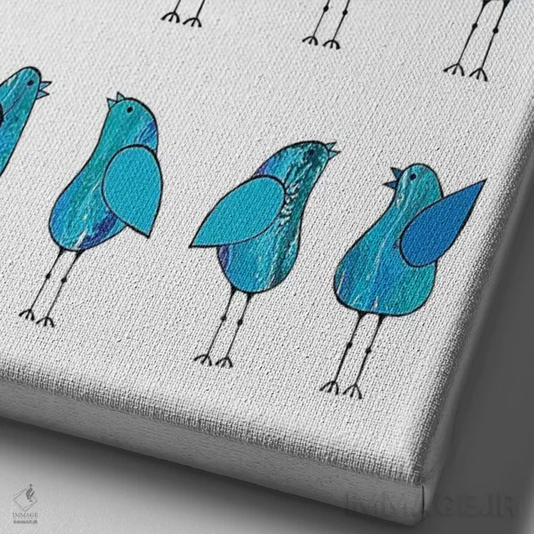 تابلو مدرن پرندگان خبرچین آبی اثر لیزا فرانسیس جاد - نمای نزدیک بافت بوم
