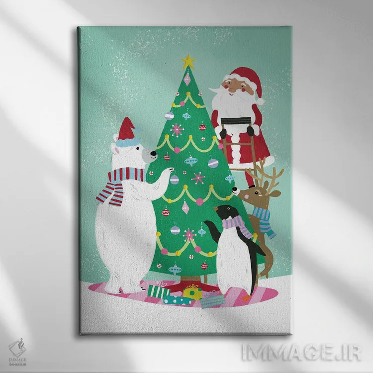 تابلو دکوراتیو تزئین درخت اثر لورا کونیندیک - نمای روبهرو روی دیوار