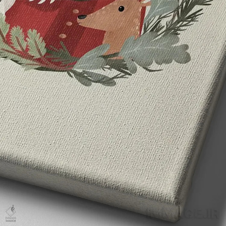 تابلو دکوراتیو کریسمس جنگلی اثر لورا کونیندیک - نمای نزدیک بافت بوم