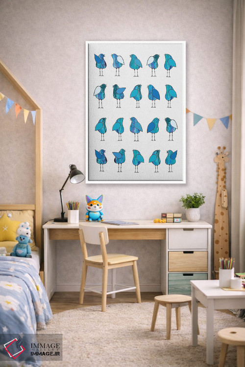 تابلو مدرن پرندگان خبرچین آبی اثر لیزا فرانسیس جاد - D1W