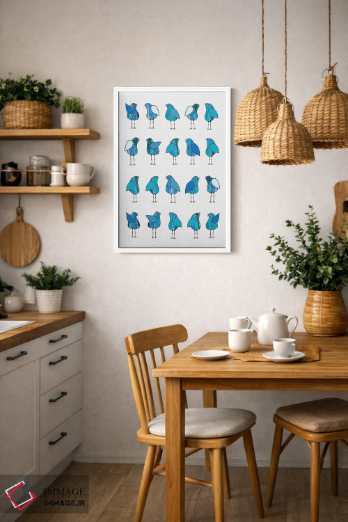تابلو مدرن پرندگان خبرچین آبی اثر لیزا فرانسیس جاد - D2W