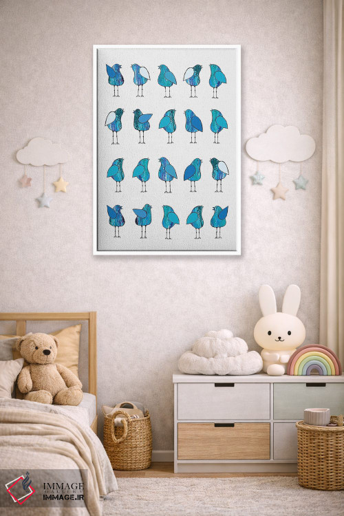تابلو مدرن پرندگان خبرچین آبی اثر لیزا فرانسیس جاد - D3W