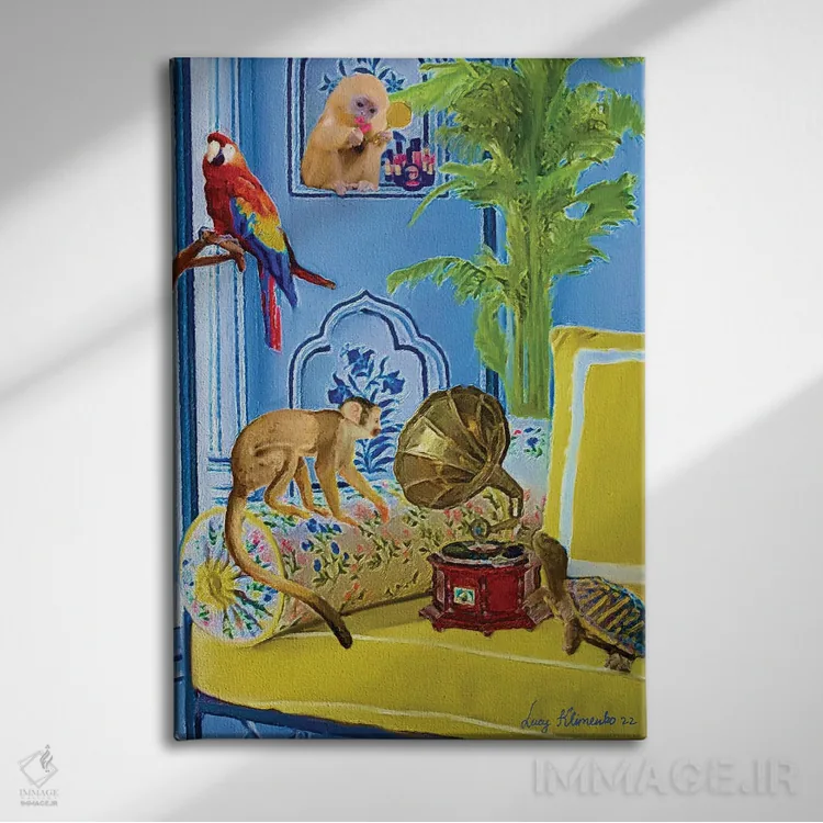 تابلو دکوراتیو دوستان پرکار اثر لوسی کلیمنکو - نمای روبهرو روی دیوار