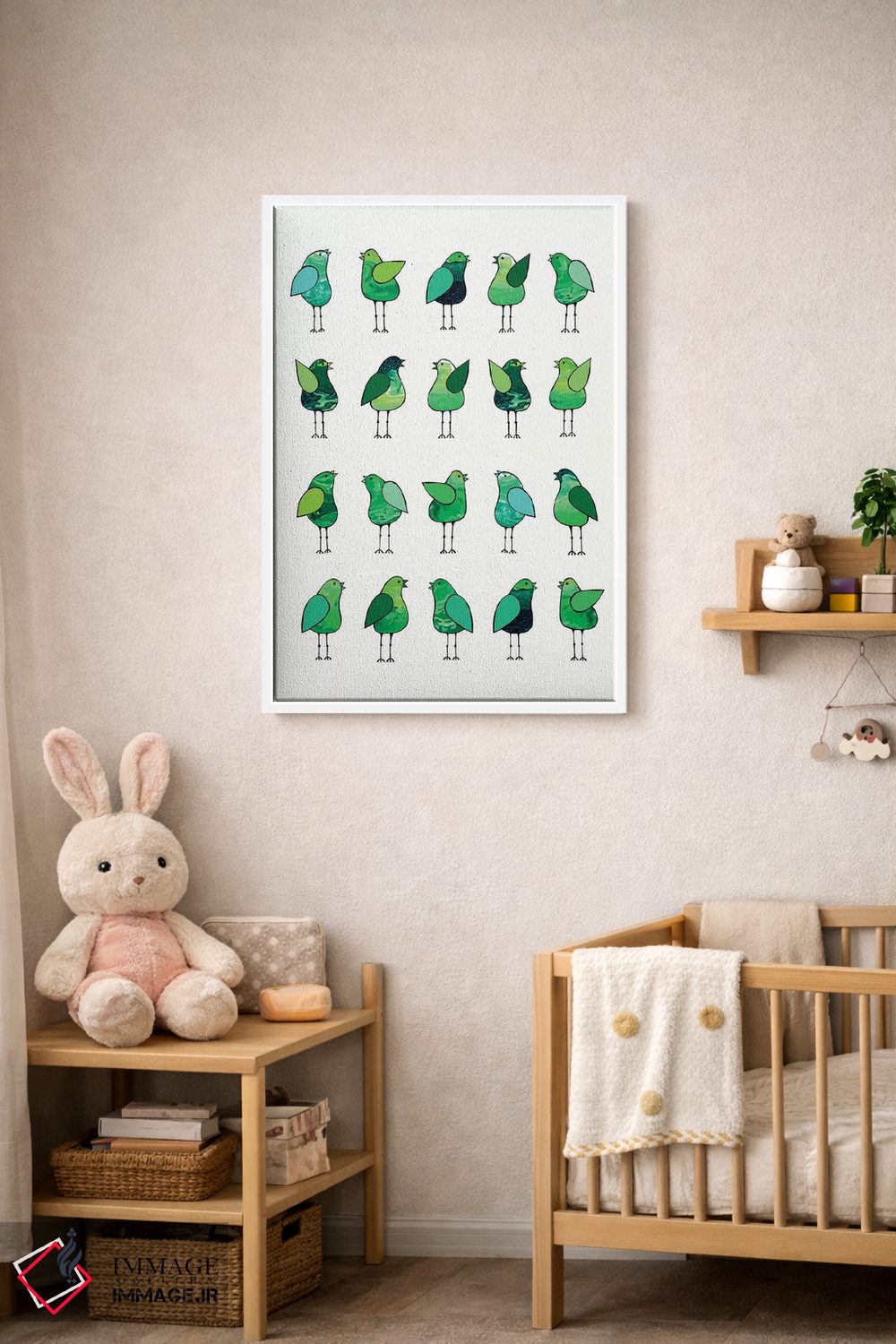 تابلو مدرن پرندگان خبرچین سبز اثر لیزا فرانسیس جاد - D3W