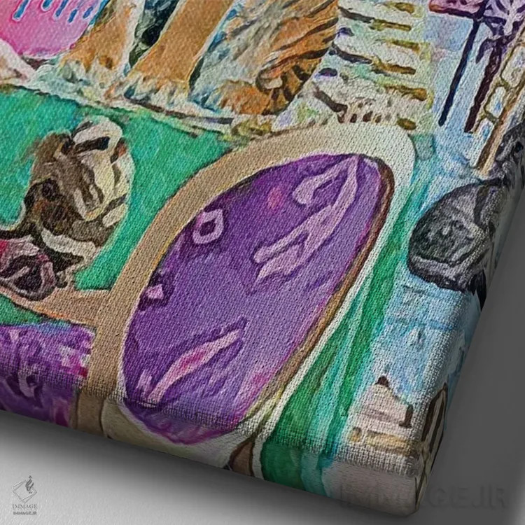 تابلو دکوراتیو زمان شام اثر لوسی کلیمنکو - نمای نزدیک بافت بوم