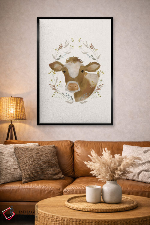 تابلو مدرن گاو روستایی شماره ۱ اثر لورا کونیندیک - D3B