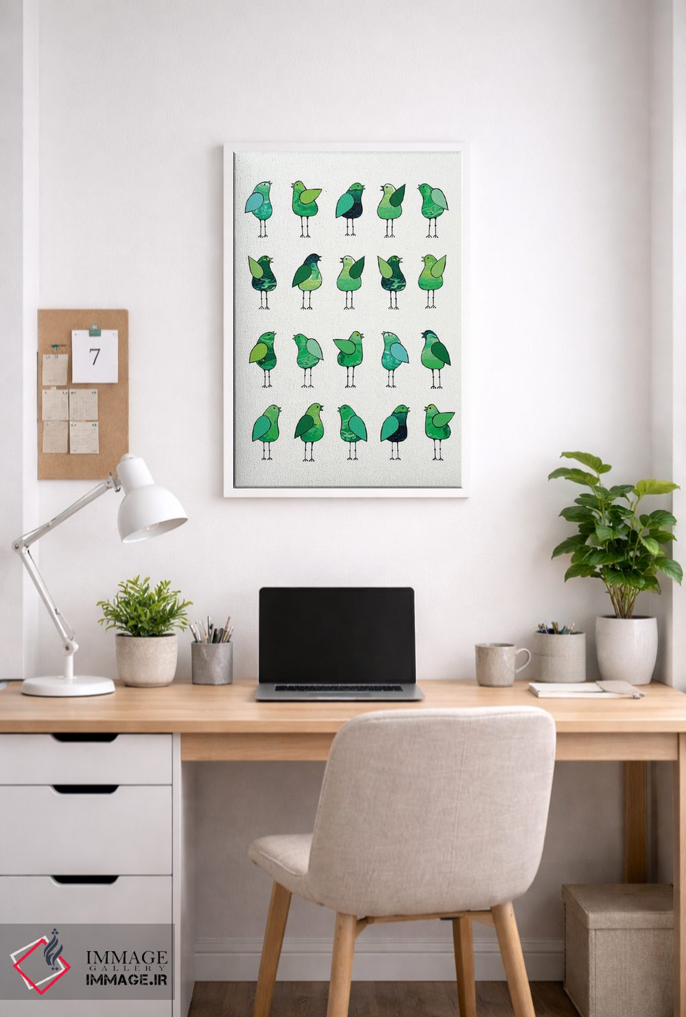 تابلو مدرن پرندگان خبرچین سبز اثر لیزا فرانسیس جاد - D4W