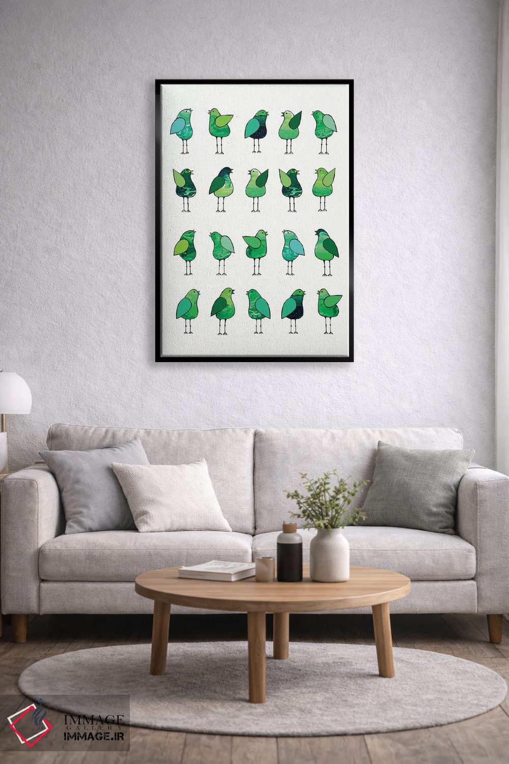 تابلو مدرن پرندگان خبرچین سبز اثر لیزا فرانسیس جاد - D5B