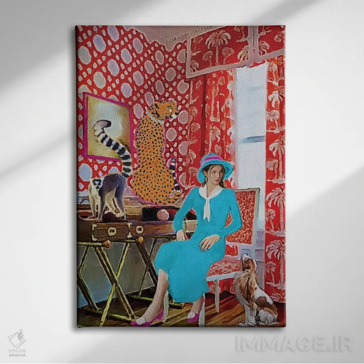 تابلو دکوراتیو اتاق نارنجی اثر لوسی کلیمنکو - نمای روبهرو روی دیوار