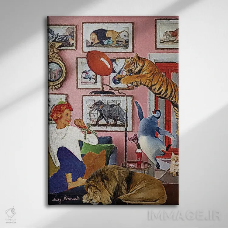 تابلو دکوراتیو راگبی در فضای داخلی اثر لوسی کلیمنکو - نمای روبهرو روی دیوار