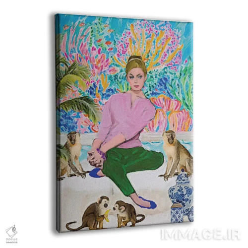 تابلو دکوراتیو بلوند و چهار میمون اثر لوسی کلیمنکو - نمای پرسپکتیو محصول