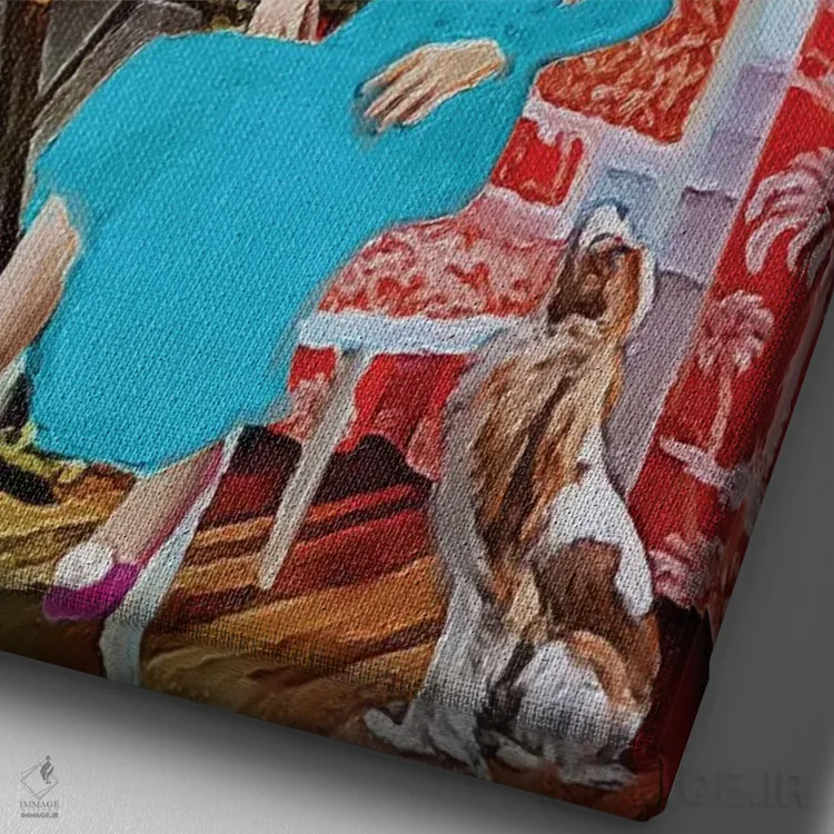 تابلو دکوراتیو اتاق نارنجی اثر لوسی کلیمنکو - نمای نزدیک بافت بوم