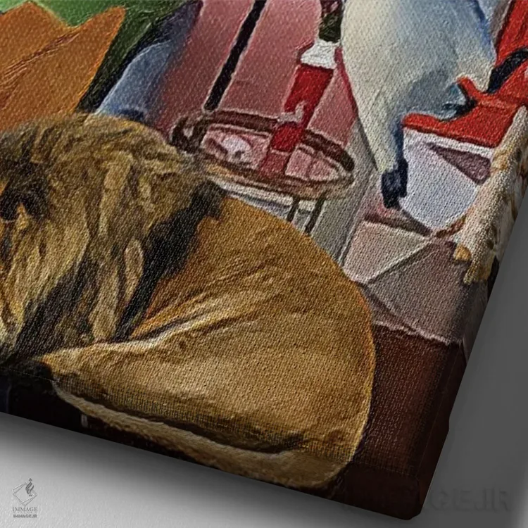 تابلو دکوراتیو راگبی در فضای داخلی اثر لوسی کلیمنکو - نمای نزدیک بافت بوم