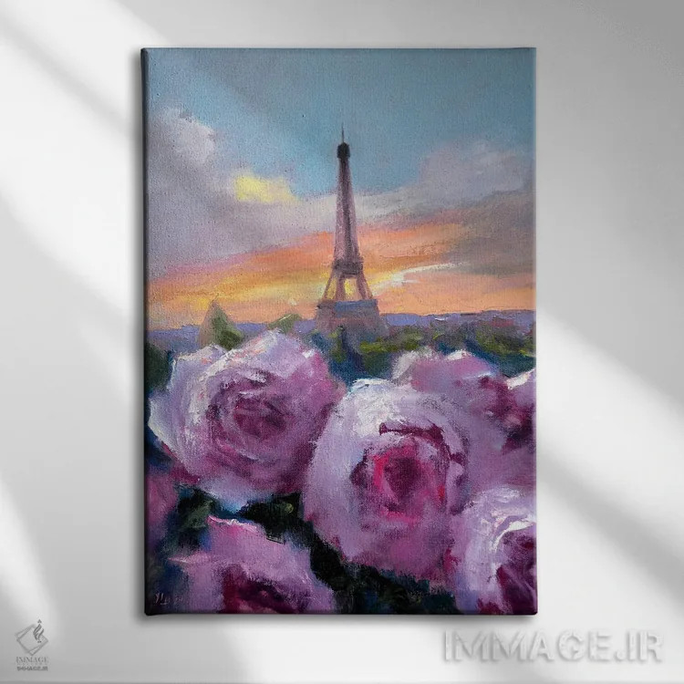 تابلو دکوراتیو رمانس در پاریس اثر النا لوکینا - نمای روبهرو روی دیوار