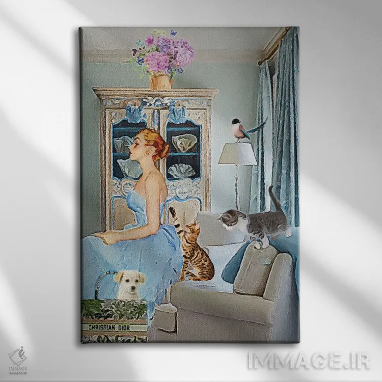 تابلو دکوراتیو در فکر شیطنت اثر لوسی کلیمنکو - نمای روبهرو روی دیوار