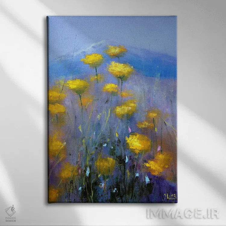 تابلو دکوراتیو چمنزار آرام کوهستانی اثر النا لوکینا - نمای روبهرو روی دیوار