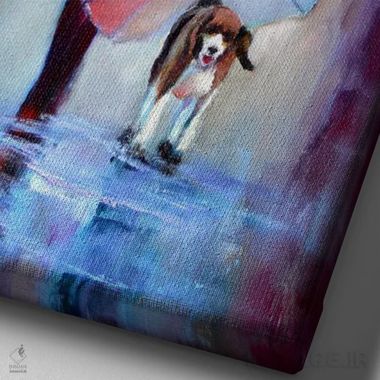 تابلو دکوراتیو شنل قرمزی اثر النا لوکینا - نمای نزدیک بافت بوم