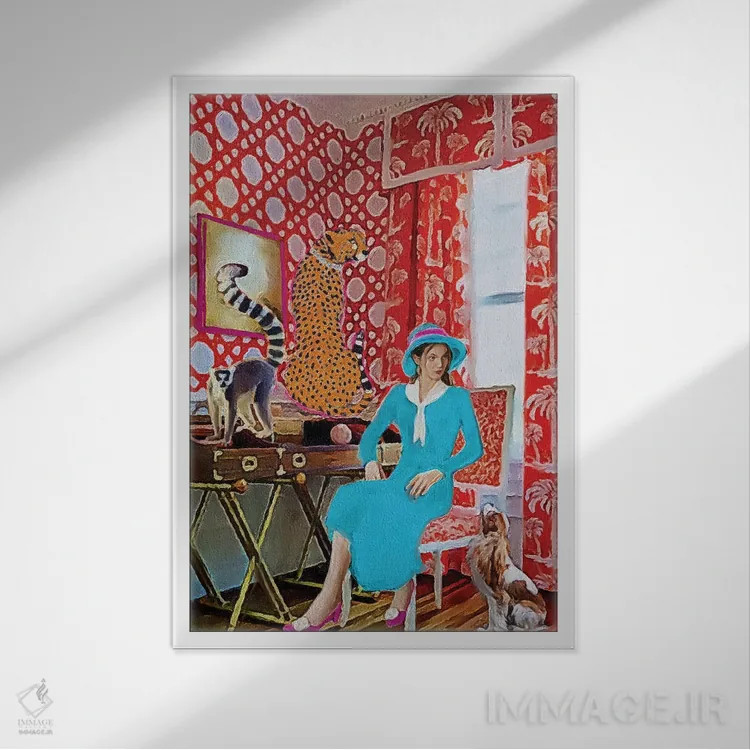 تابلو دکوراتیو اتاق نارنجی اثر لوسی کلیمنکو - نمای قابدار سفید