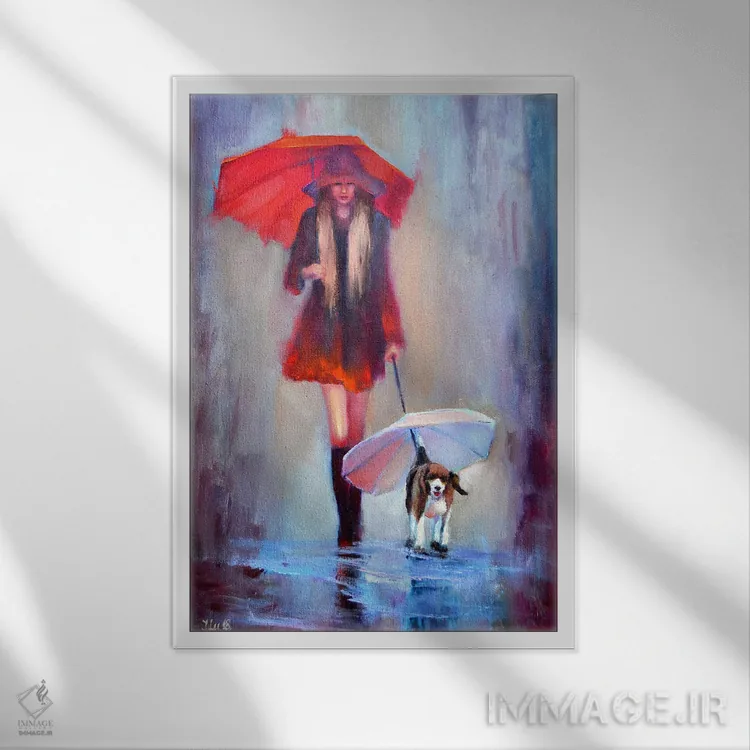 تابلو دکوراتیو شنل قرمزی اثر النا لوکینا - نمای قابدار سفید