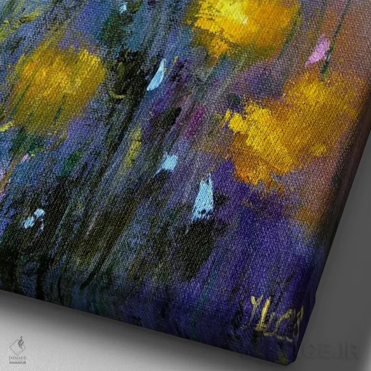 تابلو دکوراتیو چمنزار آرام کوهستانی اثر النا لوکینا - نمای نزدیک بافت بوم