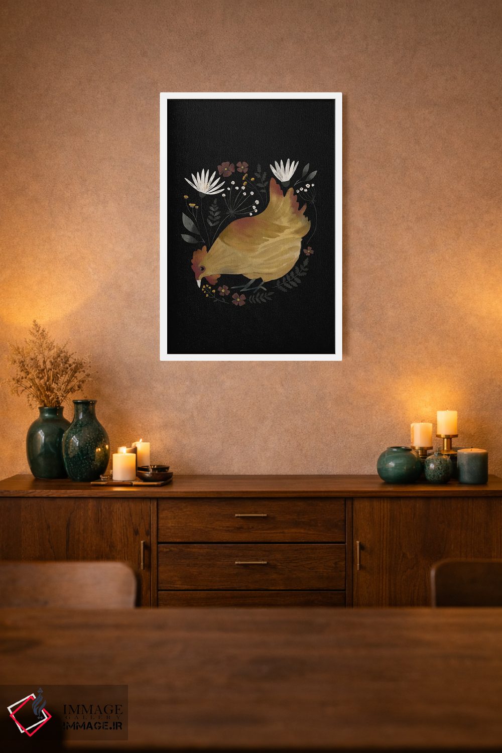 تابلو مدرن مرغ روستایی شماره ۱ اثر لورا کونیندیک - D1W