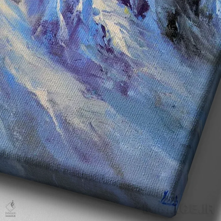 تابلو دکوراتیو قله های برفی اثر النا لوکینا - نمای نزدیک بافت بوم