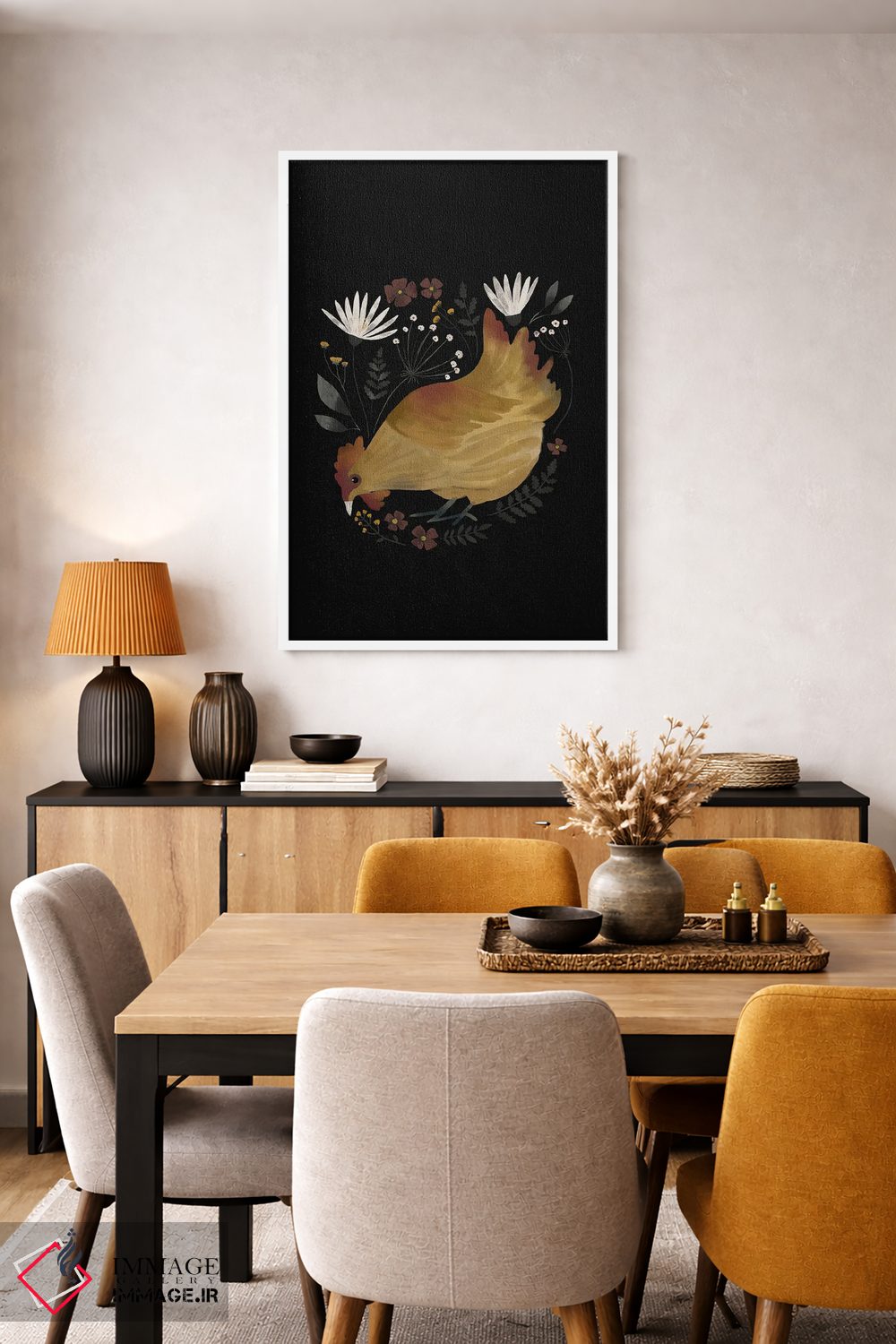 تابلو مدرن مرغ روستایی شماره ۱ اثر لورا کونیندیک - D5W