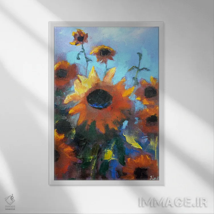 تابلو دکوراتیو آفتابگردان ها II اثر النا لوکینا - نمای قابدار سفید