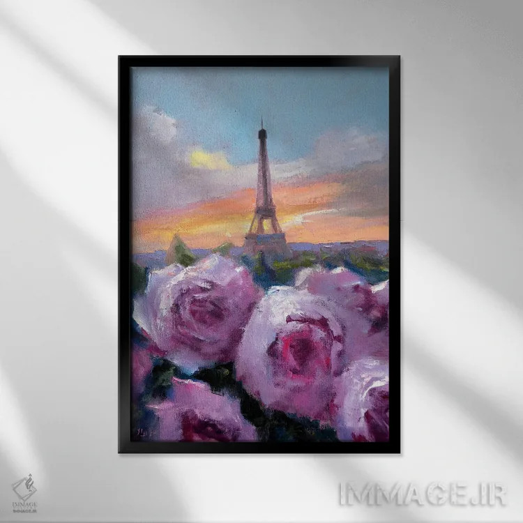 تابلو دکوراتیو رمانس در پاریس اثر النا لوکینا - نمای قابدار مشکی