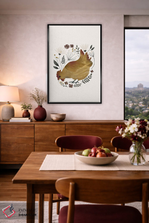تابلو مدرن مرغ روستایی شماره ۲ اثر لورا کونیندیک - D4B