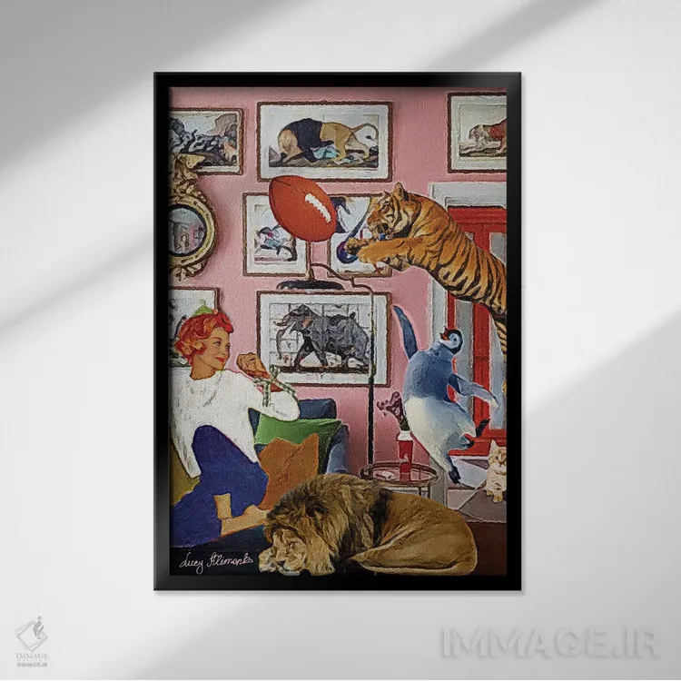 تابلو دکوراتیو راگبی در فضای داخلی اثر لوسی کلیمنکو - نمای قابدار مشکی