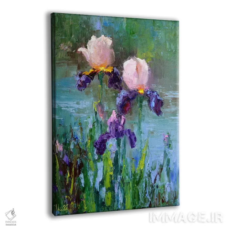 تابلو دکوراتیو سه زنبق کنار برکه اثر النا لوکینا - نمای پرسپکتیو محصول