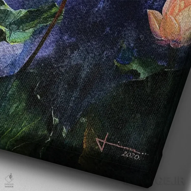 تابلو دکوراتیو شکوفه اثر لیام کوموات - نمای نزدیک بافت بوم