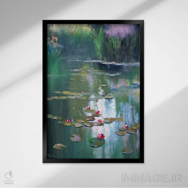 تابلو دکوراتیو برکه بهاری اثر النا لوکینا - نمای قابدار مشکی