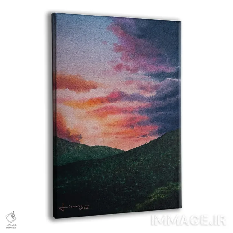 تابلو دکوراتیو غروب پاستلی اثر لیام کوموات - نمای پرسپکتیو محصول