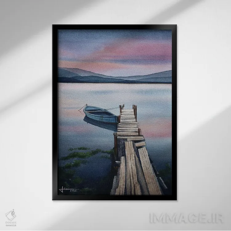 تابلو دکوراتیو آرامش بخش اثر لیام کوموات - نمای قابدار مشکی