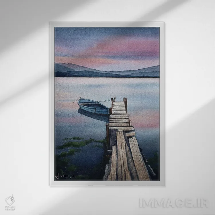 تابلو دکوراتیو آرامش بخش اثر لیام کوموات - نمای قابدار سفید