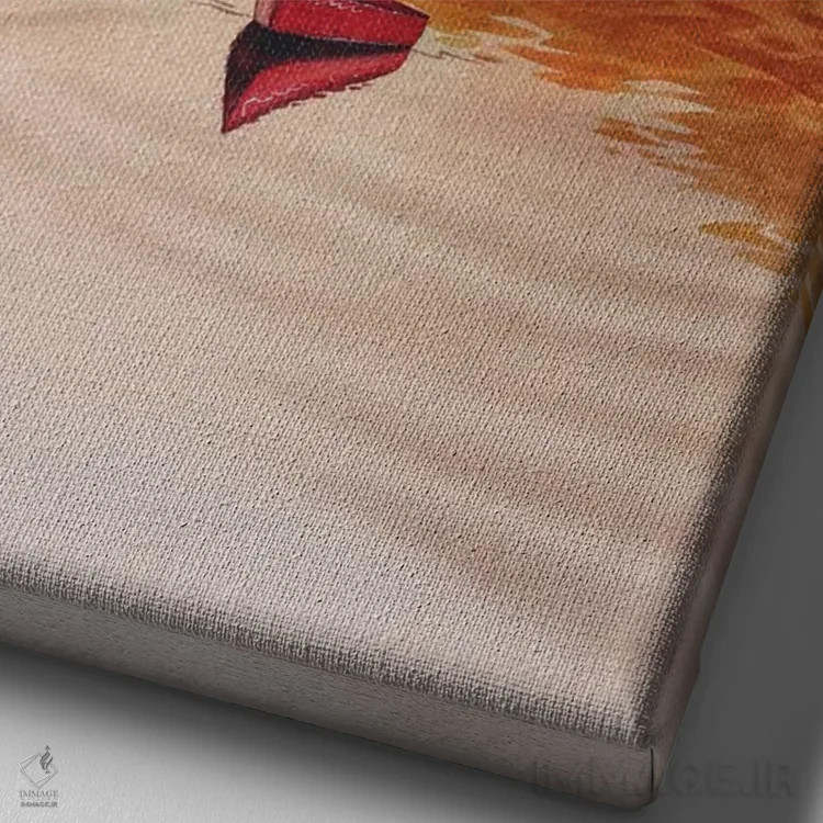 تابلو دکوراتیو قایق قرمز II اثر لیام کوموات - نمای نزدیک بافت بوم