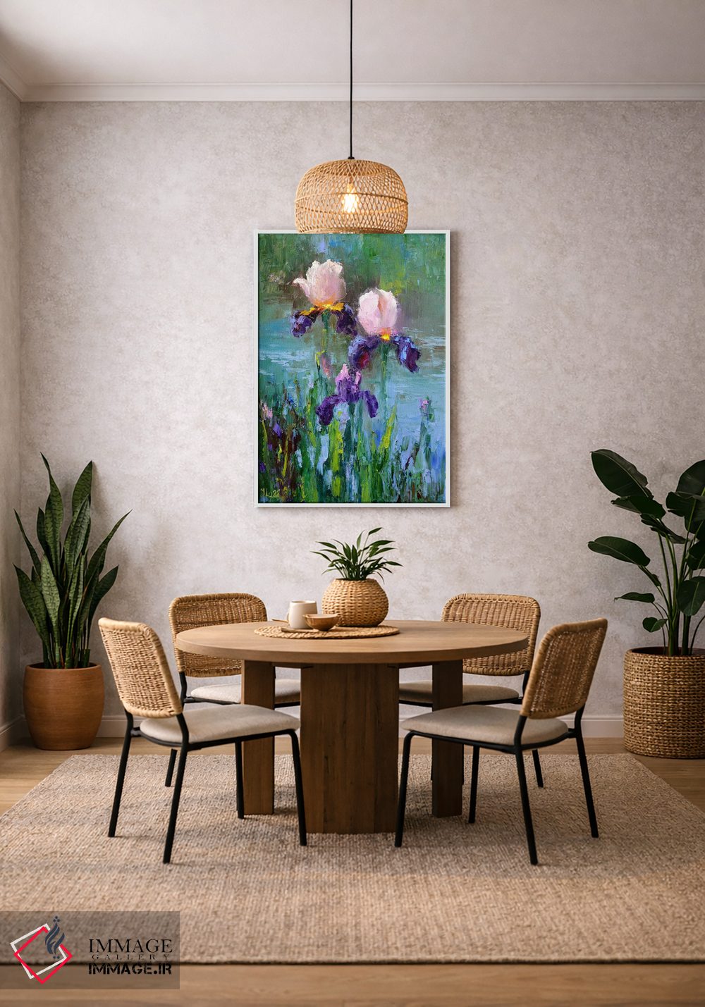 تابلو دکوراتیو سه زنبق کنار برکه اثر النا لوکینا - D3W