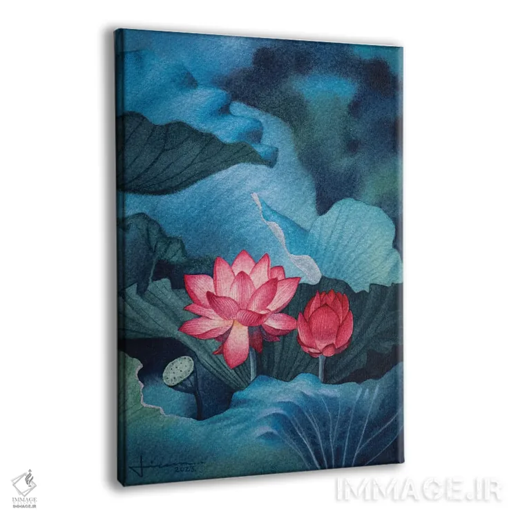 تابلو دکوراتیو گل های صورتی II اثر لیام کوموات - نمای پرسپکتیو محصول