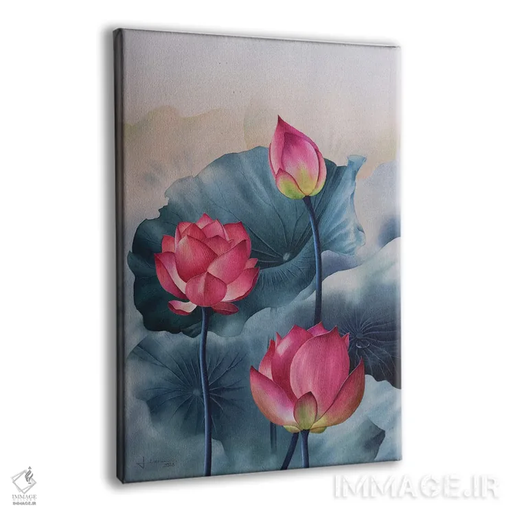 تابلو دکوراتیو گل های صورتی III اثر لیام کوموات - نمای پرسپکتیو محصول